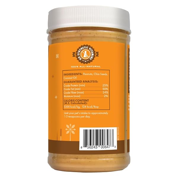 NATURE’S LOGIC NATURAL DOG PEANUT BUTTER TREAT – 100% NATURAL SPREAD WITH PEANUTS, CHIA SEEDS & COCONUT OIL – OMEGA 3 & 6 FOR HEALTHY SKIN & COAT – ALL BREEDS & LIFE STAGES – MADE IN USA