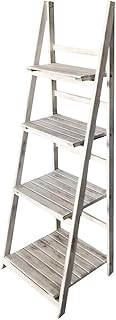 Leiterregal Regal Wandregal Standregal Blumentreppe mit 4 Böden Klappbar Antik-Weiß Kingpower