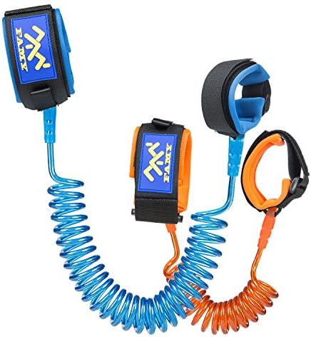 FAMY 2 Pack Child Anti-lost Wrist Link Straps With Breathable Cotton Straps ,Safety Velcro Wrist Link For Baby Child,Harnesses & Leashes Walking Hand Belt Straps (4.9ft Orange + 8.2ft Blue)
