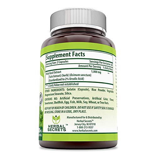 Herbal Secrets Holy Basil 1000 Mg Per Serving 120 Capsules (Non-GMO)- Promotes Calm & Wellness, Help - //medicalbooks.filipinodoctors.org
