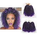 BeautyGrace Pack of 3 Marlybob Crochet Braids Hair Ombre Afro Kinky Curly Braiding Hair Extensions for Girl Women(8