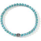 SHINUS BOHO Dainty Turquoise Beaded Bracelet Handmade Stretch Gold Bracelets For Women,Fashion Boho Crystal Gemstone Prom Jewelry Gift.