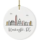 Andaz Press Round Ceramic Porcelain Christmas Tree Ornament Keepsake Gift, Washington, Dc, Colorful City Skyline Graphic, 1-Pack, Birthday Family Coworker Includes Gift Box Washington Dc Ornament 2026