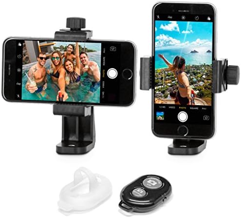 Spivo Flip Phone Mount Bundle with Bluetooth Remote. Compatible with all iPhones and Android smartphones