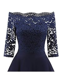 Vestidos formales de encaje floral vintage con hombros descubiertos, vestido de columpio para cóctel, fiesta, boda, vestidos de noche.