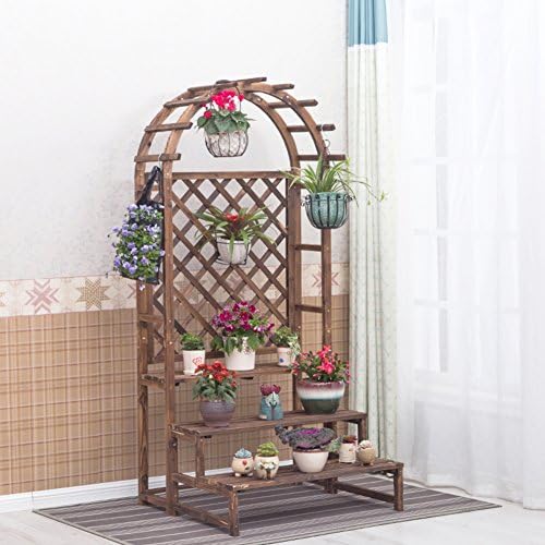 Multi-tier flower pot rack/solid wood/balcony staircase plant stand/preservative for outdoor modern simple floor stand rack-A