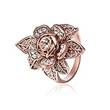 Teniu Rose Gold Micro Diamond Ring Flower Ring Finger Ring Female Retro Fashion Jewelry