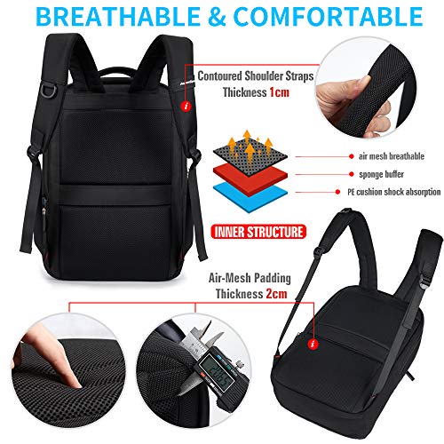 ASPENSPORT Slim Laptop Backpack Fit 15.6 inch Business Travel Computer Bag with Luggage Strap Water Repellent Daypack for Men Navy