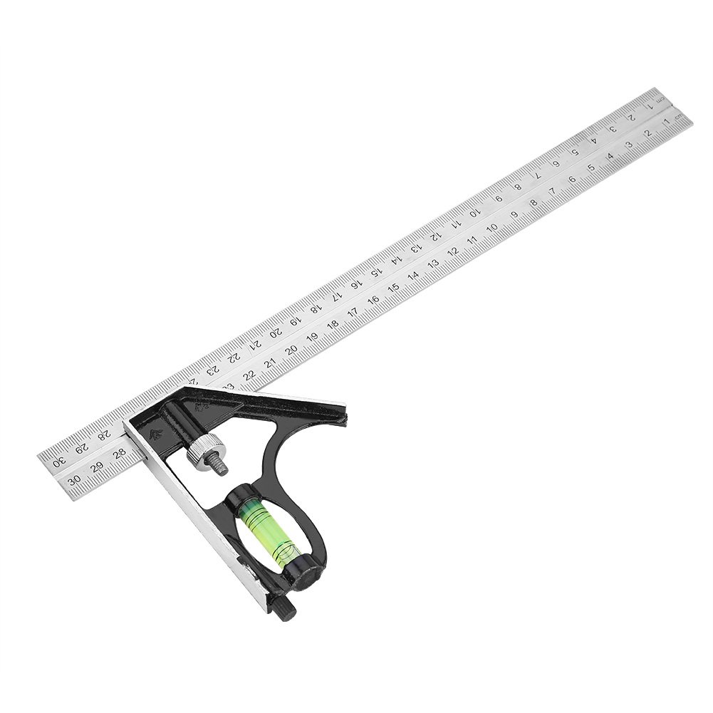 Combination Angle Ruler,300mm 12inch Stainless Steel+Zinc Alloy Adjustable Right Angle Ruler Professional Engineer Measuring Tool with Clear and Accurate Calibration