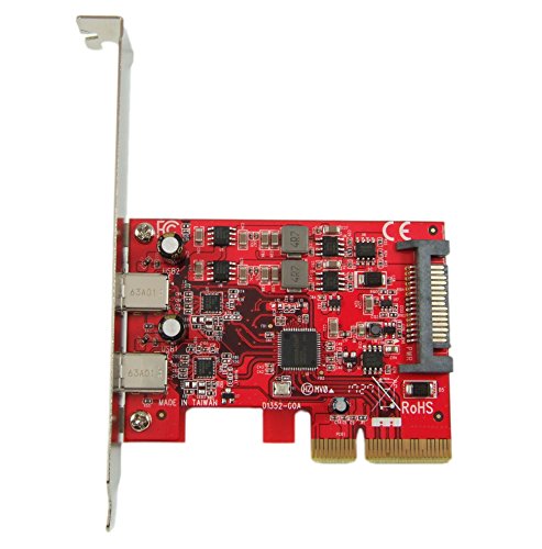Ableconn PU31-2C-2 USB 3.1 Gen 2 (10 Gbps) 2-Port Type-C PCI Express (PCIe) x4 Host Adapter Card - Support Mac OS X 10.12 Sierra and Windows 10 / 8