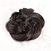 Bella Hair 100% Real Human Hair Scrunchie Messy Bun Hair Pieces for Women, Natural Looking Elastic Wavy Curly Up-Do Chignon Extensions (#1B Natural Black)