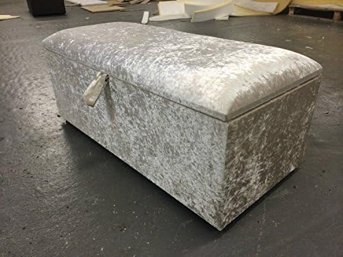 Large Crush Velvet Fabric Plain Ottoman Storage Box Blanket Box (Mullbery)