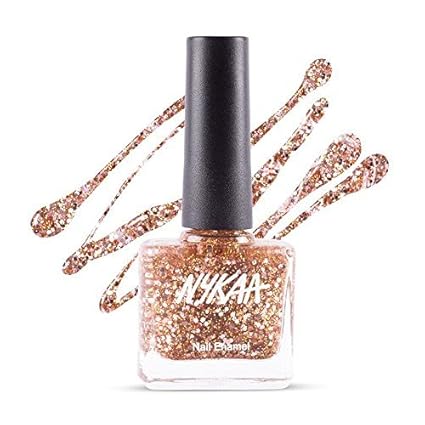 Nykaa Star Studded Glitter Coat Nail Enamel - 225 Boujee Rose Gold (9ml)