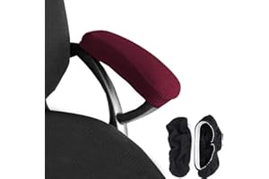 Melaluxe 2 Pieces Polyester Removable Office Chair Armrest Covers Arm Rest Slipcovers (Red)