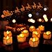 Youngerbaby 24pcs Amber Yellow Flickering Timing Tea Light Candles with Timer (6 Hrs on 18 Hrs Off) Flameless LED Tealights Wax Dripped Battery Operated Candles for Wedding Birthday Party Dinner