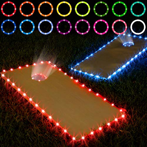 2Set LED Cornhole Lights 4x2Ft 16 Colors Board Edge with Remote
