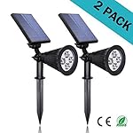 Solar Lights 2-in-1 LED Outdoor Landscape Lighting - 200 Lumens Spotlight - 2 Pack - Easy to Install - Waterproof, Perfect as InGround Garden, Security, or Wall Light - White Light