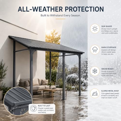 Kingdura 8x8 Wall Mounted Gazebo Review: Hardtop Lean-To Pergola with Galvanized Steel image 16
