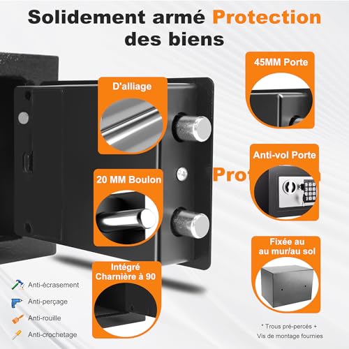6.6L Digital Steel Safe Electronic Security Home Office Cash Safe 2 Keys 11