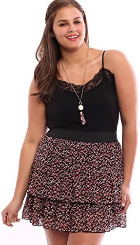 Deb Junior Plus Size Double Tiered Ditsy Floral Print Chiffon Mini Skirt