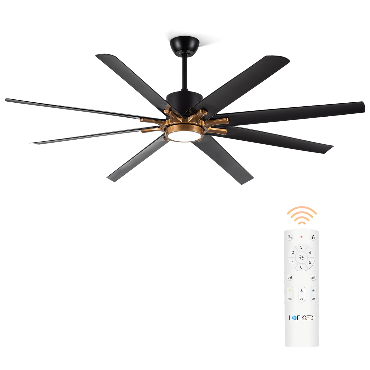 Photo 1 of (MISSING REMOTE) LOFIKEDI Ceiling Fan with Light, 72 Inch Ceiling Fan with Light and Remote, Reversible, for Living Room & Bedroom