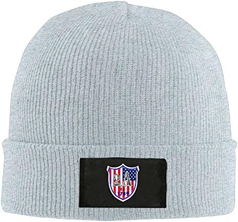 2A Second 2nd Amendment Gun USA Flag Unisex Warm Winter Hat Knit Beanie Skull Cap Cuff Beanie Hat Winter Hats Ash