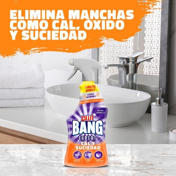 Cillit bang lime and dirt, poderoso limpador de banheiro e cozinha, formato spray - embalagem de 3 x 1 l, total de 3 l