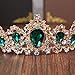 SNOWH Wedding Crowns for Bride - Gorgeous Birthday Crown Rhinestone Princess Tiara Headband Bridal Hair Jewelry for Wedding Birthday Halloween Prom Emerald