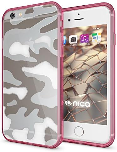 NALIA Camouflage Cover compatible with iPhone SE 2020/8 / 7 Case, Slim Protective Silicone Skin with Reinforced Back & Bumper Army Design, Shockproof See Through Mobile Protector, Color:Purple