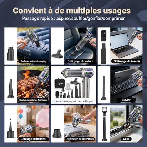 Handheld Vacuum Cleaner, 27000Pa/120W Mini Cordless Vacuum Cleaner & 250,000 RPM 3 Speeds Car Vacuum Cleaner with Brushless Motor, Wireless Car Vacuum Cleaner for Office, Home, Kitchen, Bristles