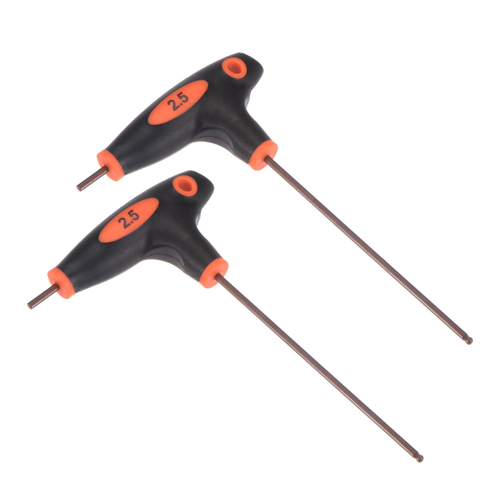 CoCud T-Handle Ball End Hex Key, 2.5mm Hex, S2 Steel Metric T-Key Wrench Red - (Applications: for Basic Home Repair and Mechanical Maintenance), 2-Pieces