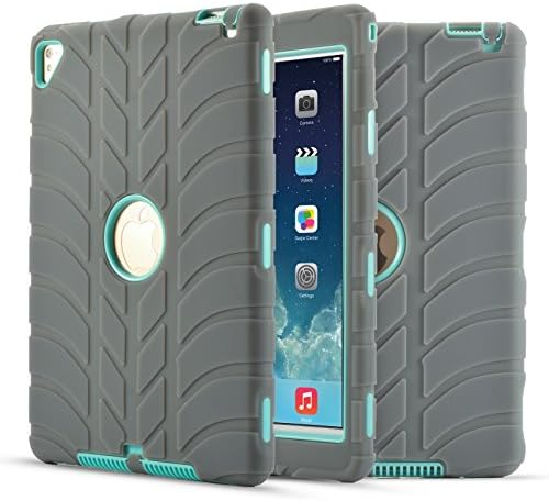 iPad Pro 9.7" Case Ceslysun(TM) 3 In1 Hybrid Shockproof Protective Cover Case Heavy Duty Armor Defender Protective Case for Apple iPad Pro 9.7 Released 2016 (Gray/Aqua)