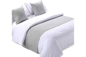 Zhiyuan Solid Linen-Like Hotel Bed Foot Runner Home Decorative Bed Scarf Dining Table Runner 19.5"x102", Light Grey