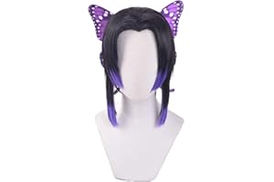 SUNXXCOS High Temperature Fiber Men and women For male Party Halloween Kimetsu no Yaiba short cosplay wigs synthetic (Kochou Shinobu)