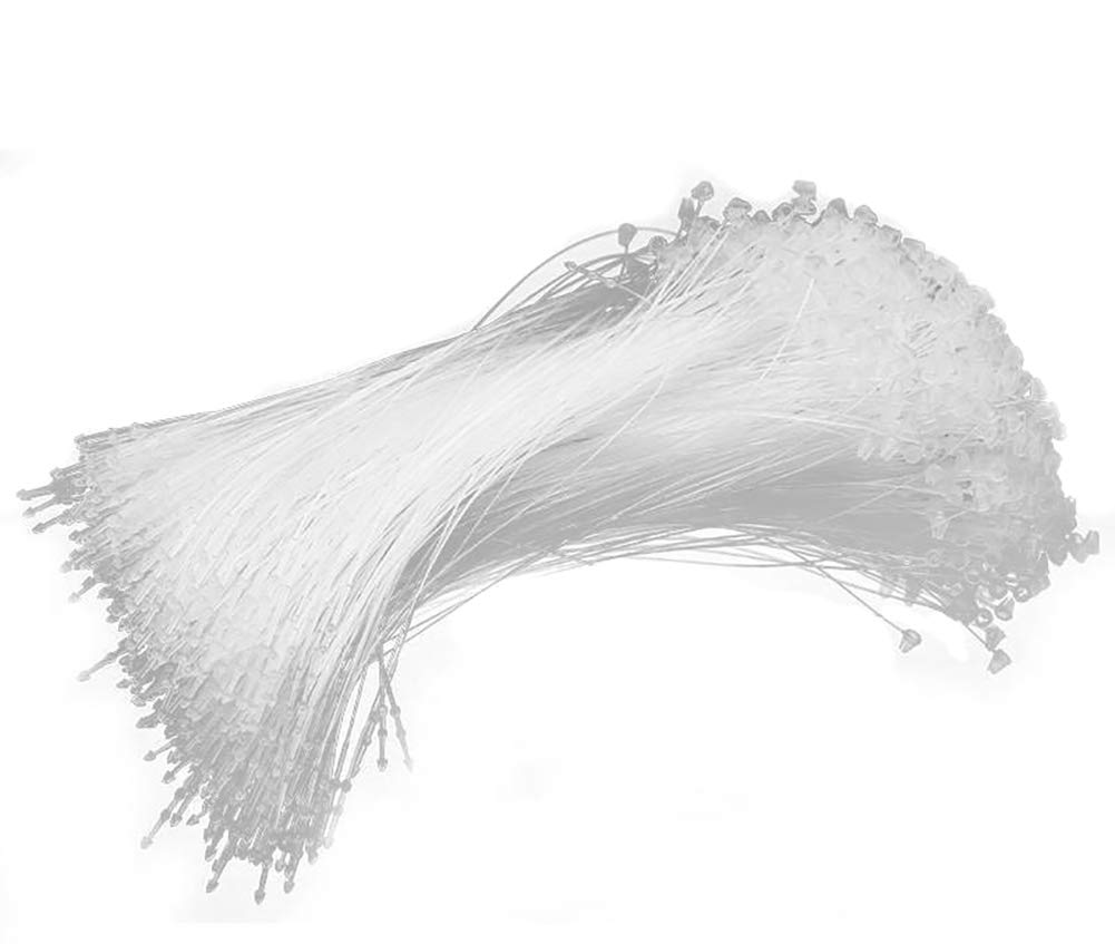 Fodattm 1000PCS Security Loop Plastic Paper Price Tagging Fastener Snap Lock for Hang Tags Price Tags or Clothing Tag (White, Length: 9 Inch)