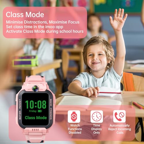 imoo Z7 Kids Smart Watch, Smart watch for Girls, Kids Smartwatch Phone with Long-lasting Video & Phone Call, Kid Watches with GPS Tracker, IPX8 Swimming Water-Resistance (Z7, Pink)