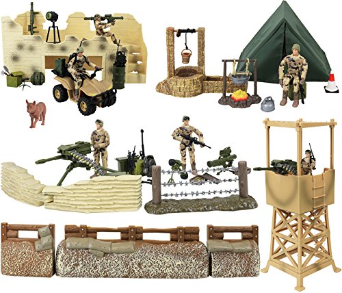 Click N' Play Military Checkpoint 60 Piece Play Set With Accessories.