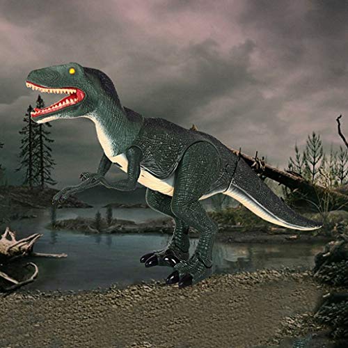 Weite Electronic Remote Control Simulation Dinosaur Action Figure Model Toy, Realistic Walking Motion, Swinging Tail Action, Ferocious Roaring, Light Up Eyes (Blue)