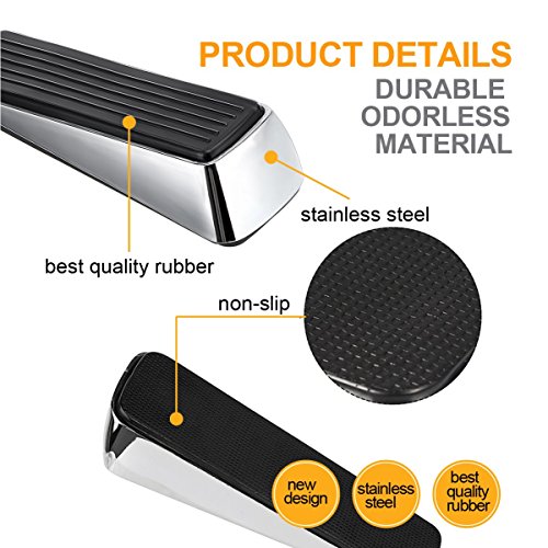 Door Stopper,WERTIOO Door Stops Premium Quality Zinc & Rubber Non-Rust Heavy Duty Wedge that Hugs Doors Tightly and Doesn’t Budge+2 pcs Corner Guards