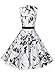 Anni Coco Women's 1950s Hepburn Vintage Swing Dresses With Ribbon Belt Floral 7 Small