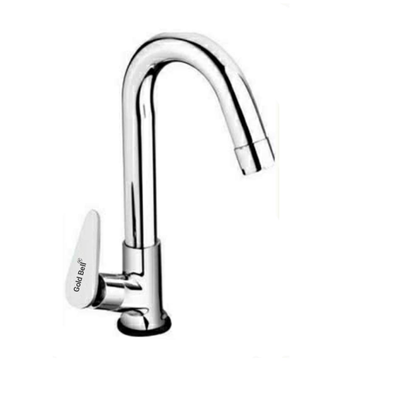 GOLD BELL Flora Swan Neck Pillar Cock Brass Chrome Plated/Wash Basin