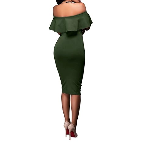 Lange Kleid Damen, Mode Frauen Schulterfrei Kurzarm Bodycon Abendkleid Hochzeit Outdoor Kleid Sunday