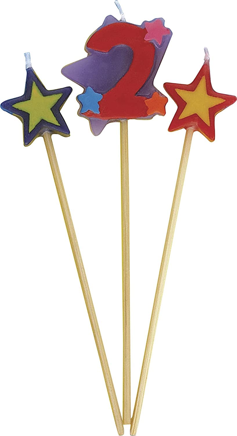 Unique Party 34042 - Number 2 Star Birthday Candles Set of 3