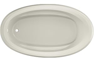 Jacuzzi SIGNATURE Acrylic Oval Drop-In Bathtub – Easy Installation – Soaking Sanctuary, Slip Resistant and Universal Fit Bathtub Drain Stopper Placement – 71" (L) x 41" (W), Oyster