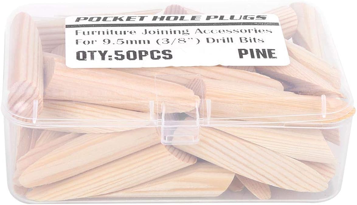 Gojiny 50Pcs Pocket Hole Plug Solid Pine Wood Hole Plug 9.55mm Pocket