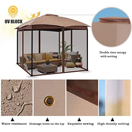 FAB BASED 10x10/10x12 Gazebo for Patio, Double Vent Canopy Gazebo with