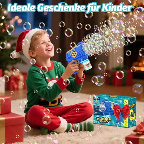 Vansky Automatic Children's Bubble Gun for Party: Bubble Machine with LED Light & 110 ml Tank One Button Start Bubble Gun with 8000+ Soap Bubbles for Children's Birthday Parties (3+ Years)