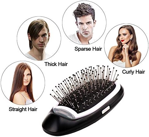 Portable Electric Ionic Hair Brush Mini Ion Comb Detangling Takeout Hairbrush (Black)