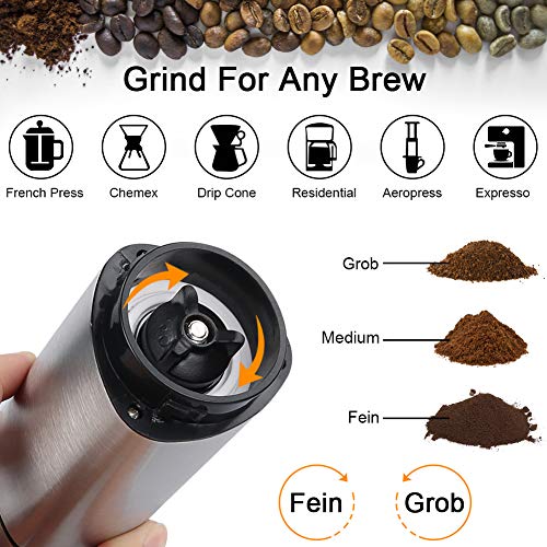 Manual Coffee Grinder with Adjustable Setting, KUOAS Conical Burr Mill