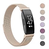 SWEES Metal Band Compatible Fitbit Inspire & Fitbit Inspire HR, Stainless Steel Magnetic Replacement Band Accessories Small Large for Women Men, Silver, Black, Lilac, Sangria, Champagne, Colorful
